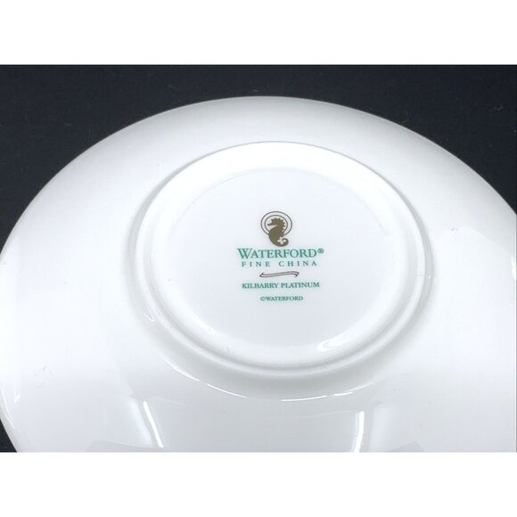 2 Waterford Kilbarry Platinum Cups and Saucers Footed Coffee Tea Fine Bone China - Picture 9 of 12